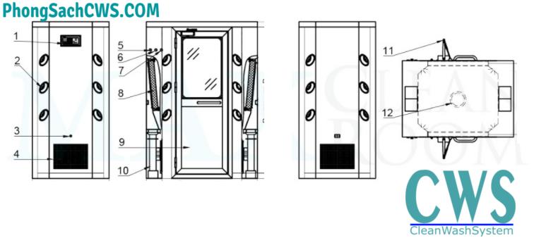 Bản vẽ buồng thổi khí air shower loại 2D